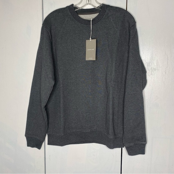 EVERLANE Men's Track Crew Neck Sweatshirt Small Gray 100% Organic Cotton NEW - Picture 2 of 9
